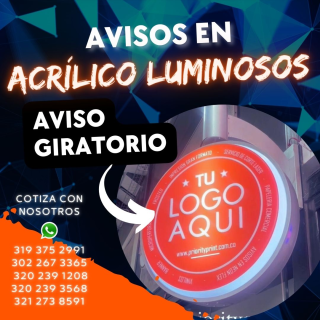Avisos en Acrílico Luminosos
