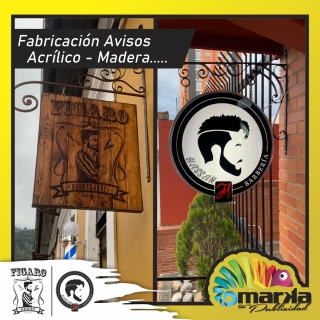 Fabricación Avisos Acrílico Madera
