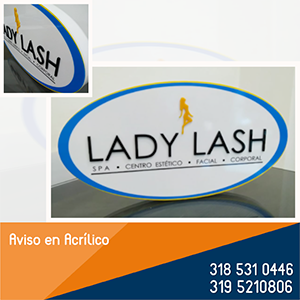 Aviso en Acrílico Lady Lash